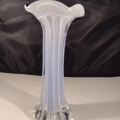 Art Glass Vase with Fluted Top