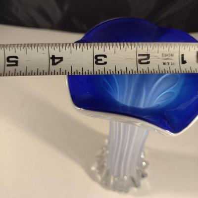 Art Glass Vase with Fluted Top