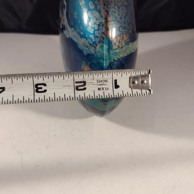 Colorful, Reverse Painted Art Glass Vase- Signed by Artist- Approx 5 1/8" Tall