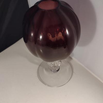 Cambridge Amethyst Glass Ivy Bowl with Keystone Stem