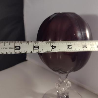 Cambridge Amethyst Glass Ivy Bowl with Keystone Stem