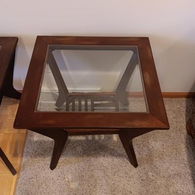 2 GLASS TOP END TABLES