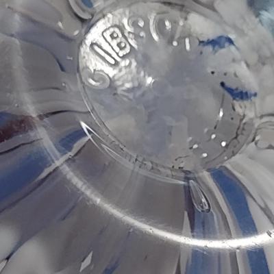 Vintage Gibson 1990 Art Glass Controlled Bubble Blue Floral Paperweight- Approx 2 3/4"