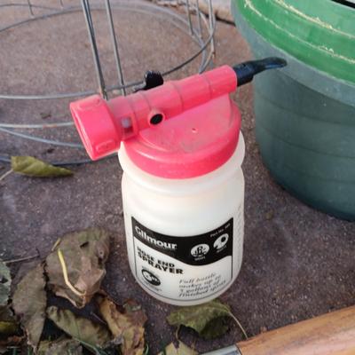 TOMATO CAGES, LOPPERS, ROOT FEEDER, SPRAYER AND FLOWER POTS