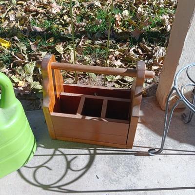 GARDENING TOOLS, WOODEN TOOL BOX, PLANT STAND & MORE
