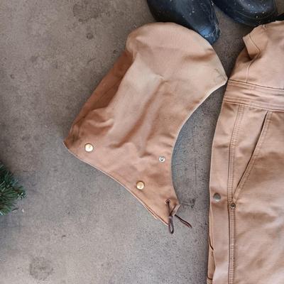 WALLS BLIZZARD PRUF INSULATED COVERALLS AND LACROSSE GALOSHES