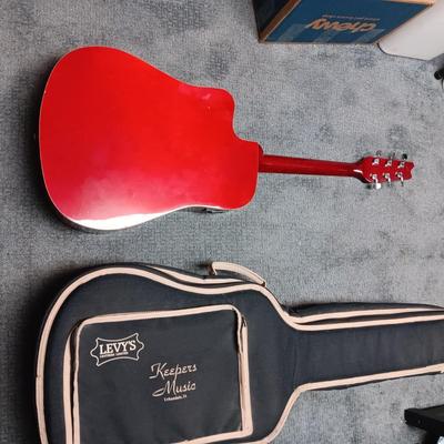 MONTANA EM105C-CS TIGER RED BURST ACOUSTIC ELECTRIC GUITAR PLUS CASE