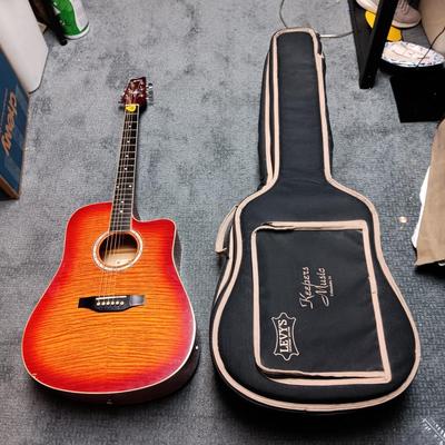 MONTANA EM105C-CS TIGER RED BURST ACOUSTIC ELECTRIC GUITAR PLUS CASE
