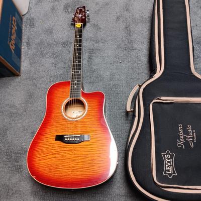 MONTANA EM105C-CS TIGER RED BURST ACOUSTIC ELECTRIC GUITAR PLUS CASE