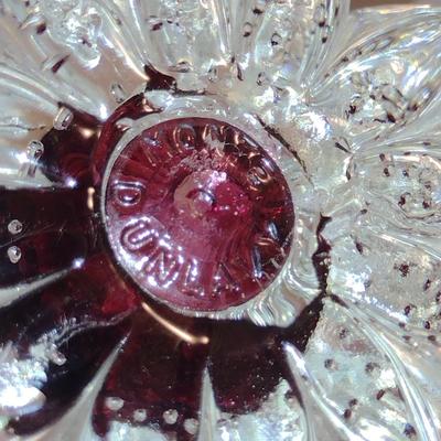 Vintage Monte Dunlavy Art Glass Controlled Bubble Red Ribbed Paperweight- Approx 3 1/2" Tall