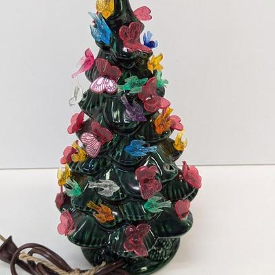 Glazed Bottle Green Ceramic Mantle Christmas Tree