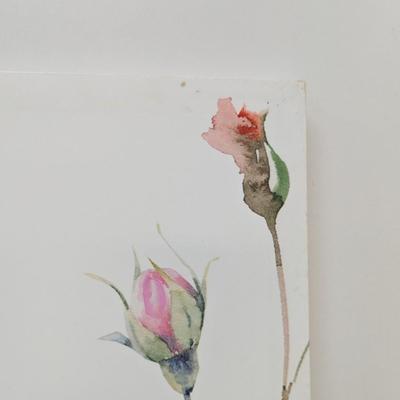 Hand Painted Hummingbird & Roses On Canvas Approx 19 1/2" x 19 1/2""