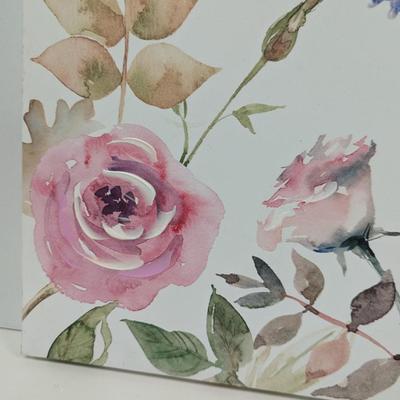 Hand Painted Hummingbird & Roses On Canvas Approx 19 1/2" x 19 1/2""