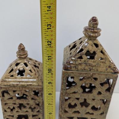 Ceramic Brown Candle Lanterns