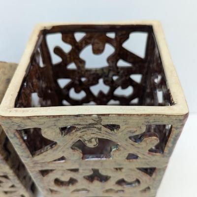Ceramic Brown Candle Lanterns