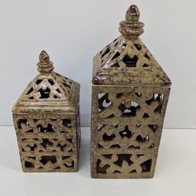 Ceramic Brown Candle Lanterns