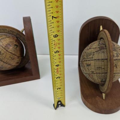 Vintage Old World Bookends Wood With Metal Axis