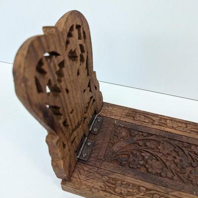 Adjustable Vintage Carved Wooden Book Holder Foldable Sides