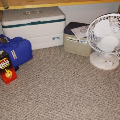 2 COOLERS, FAN AND MORE
