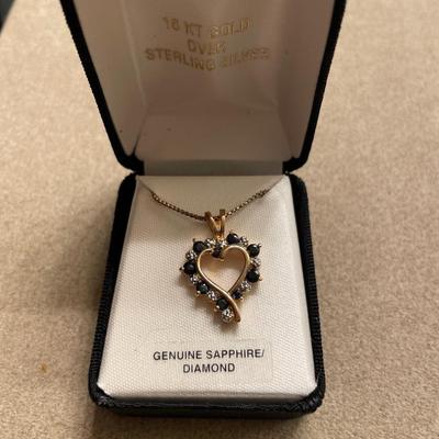 Genuine sapphire and diamond necklace