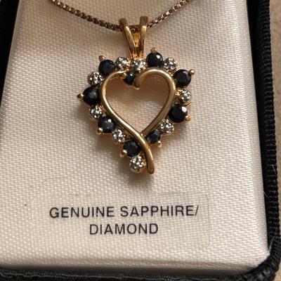 Genuine sapphire and diamond necklace