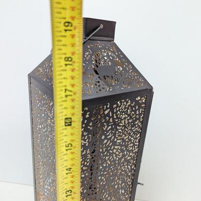 Cut Out Metal Table Top Lantern With Deer Design