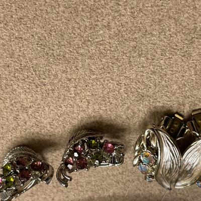 3 sparkling stone clip on earrings