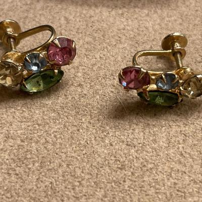 3 sparkling stone clip on earrings