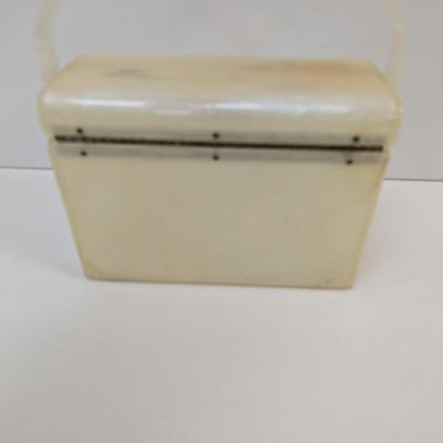 Vintage Collectable White Marbleized Lucite Box Purse