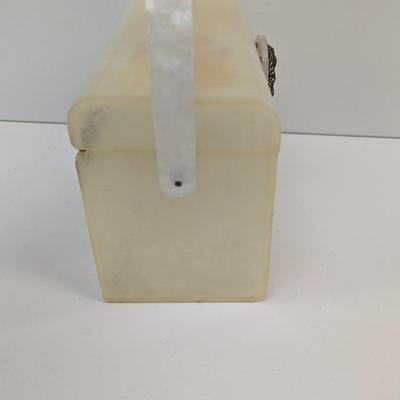 Vintage Collectable White Marbleized Lucite Box Purse