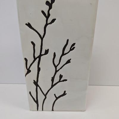 Glazed Ceramic Tree Design Rectangle Vase