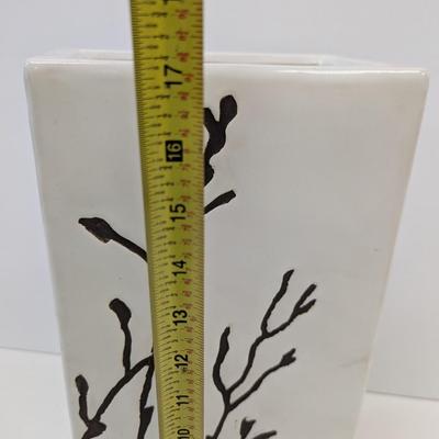 Glazed Ceramic Tree Design Rectangle Vase