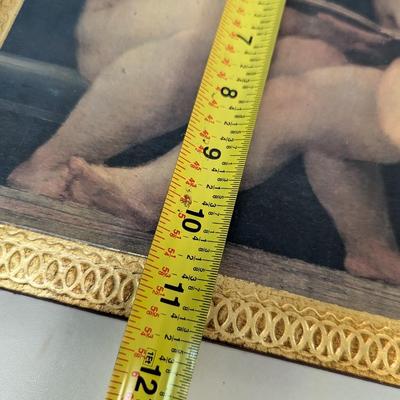 Made In Italy Two Cherubs Reading On Wood Approx 11 1/2" x 11 1/2"