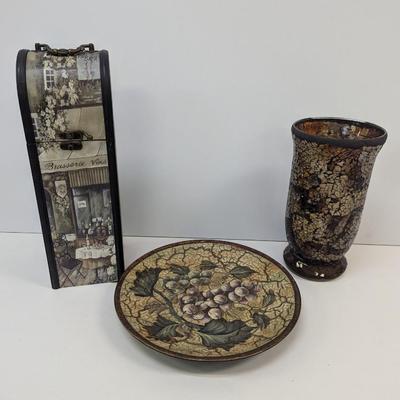 Decorative Home Decor Mosaic Glass Vase Wooden Case Wine Box & Decorative Plate
