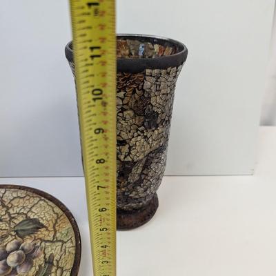 Decorative Home Decor Mosaic Glass Vase Wooden Case Wine Box & Decorative Plate