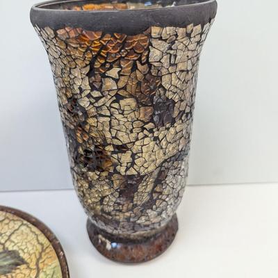 Decorative Home Decor Mosaic Glass Vase Wooden Case Wine Box & Decorative Plate