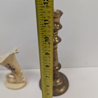 PWF Solid Brass Candle Holder - Spaulding China Bud Vases - Cobalt Blue Depression Glass Footed Bowl