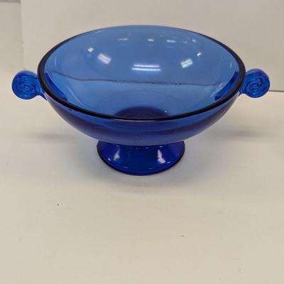 PWF Solid Brass Candle Holder - Spaulding China Bud Vases - Cobalt Blue Depression Glass Footed Bowl
