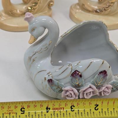 PWF Solid Brass Candle Holder - Spaulding China Bud Vases - Cobalt Blue Depression Glass Footed Bowl