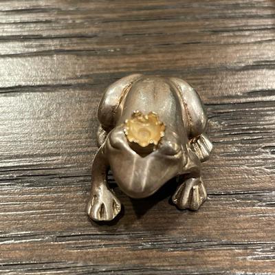 Vilmain & Klinger sterling frog with gold crown