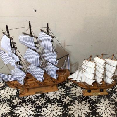 Two Wood Ships Bounty and Mayflower