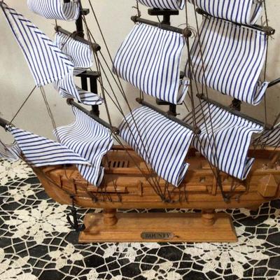 Two Wood Ships Bounty and Mayflower
