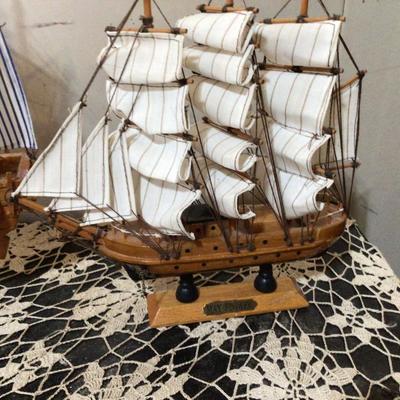 Two Wood Ships Bounty and Mayflower