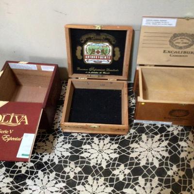 Three Wood Cigar Boxes