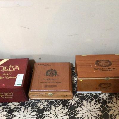 Three Wood Cigar Boxes