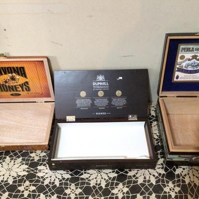 Three Wood Cigar Boxes
