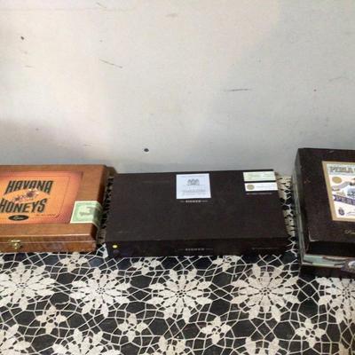 Three Wood Cigar Boxes