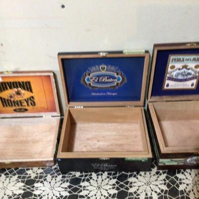 Three Wood Cigar Boxes