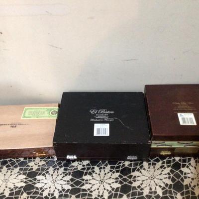 Three Wood Cigar Boxes