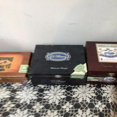 Three Wood Cigar Boxes